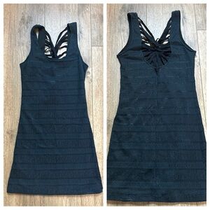 Free People Black Strappy Dress, Textured Material, Sheath, Statement Back, S